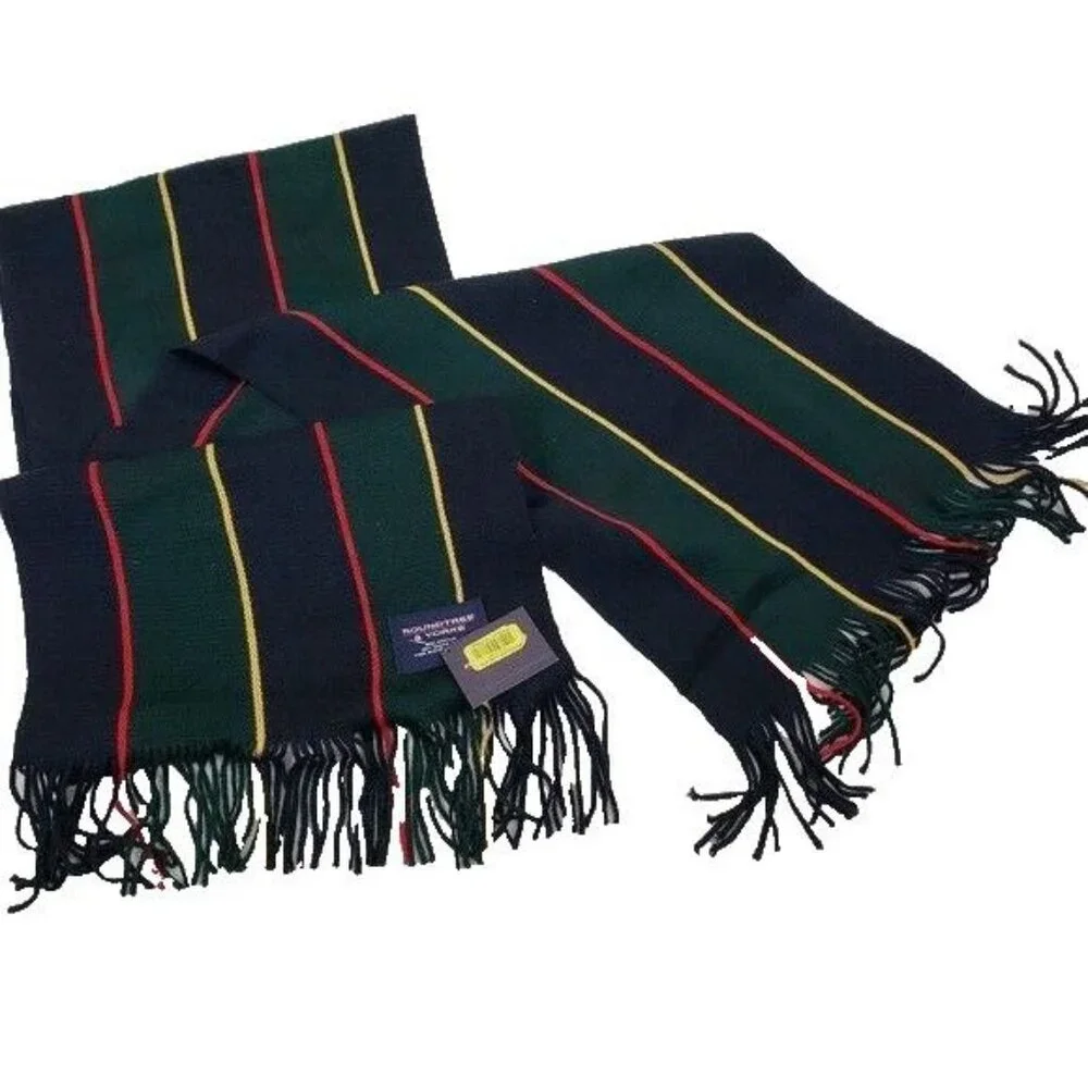 Roundtree & Yorke New Mens Striped Scarf Navy Green
